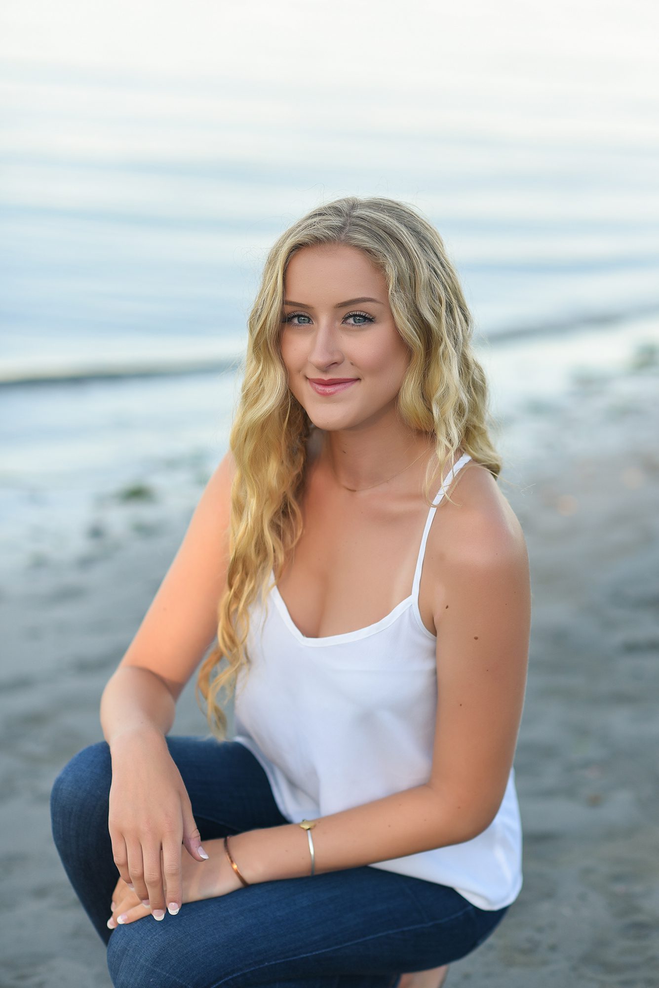 Senior pictures at Sandy Point Beach in Portsmouth, Rhode Island